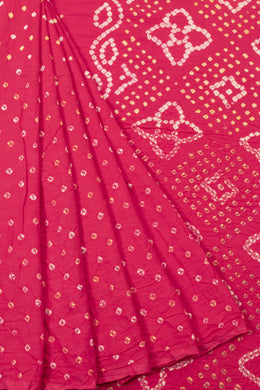 Red Handcrafted Bandhani Cotton Saree - Avishya