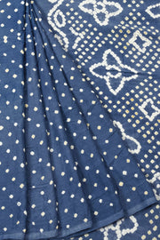 Grey Handcrafted Bandhani Cotton Saree - Avishya