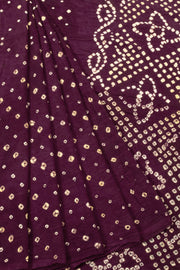 Violet Handcrafted Bandhani Cotton Saree - Avishya