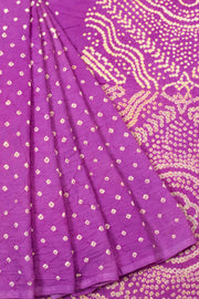 Purple Handcrafted Bandhani Cotton Saree - Avishya