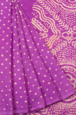 Purple Handcrafted Bandhani Cotton Saree - Avishya