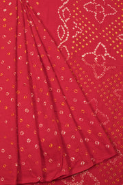 Ruby Red Handcrafted Bandhani Cotton Saree - Avishya
