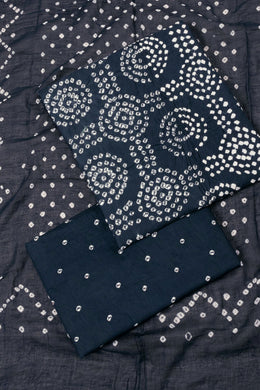 Navy Blue Bandhani Salwar Suit Material - Avishya