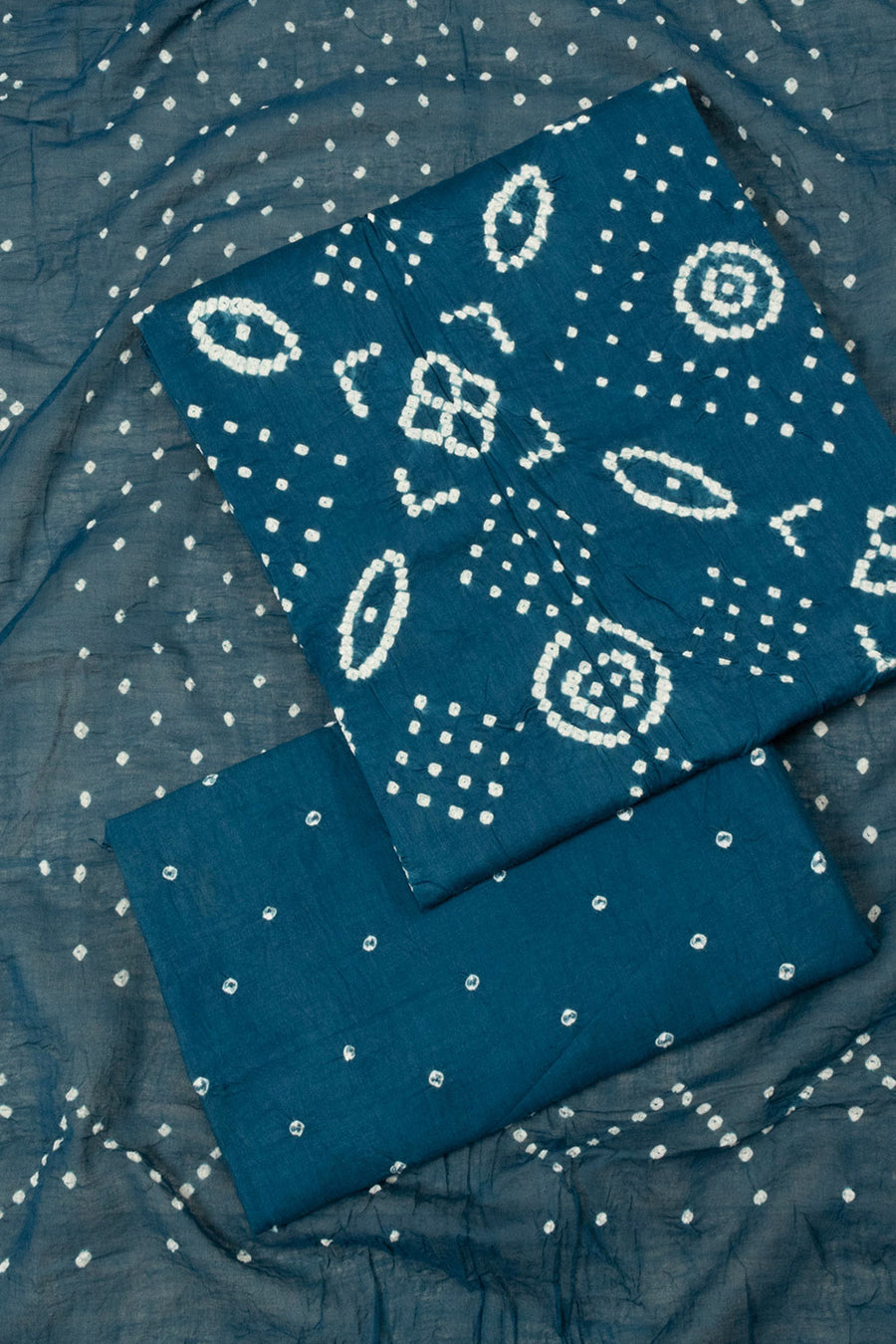 Blue Bandhani 3-Piece Salwar Suit Material - Avishya