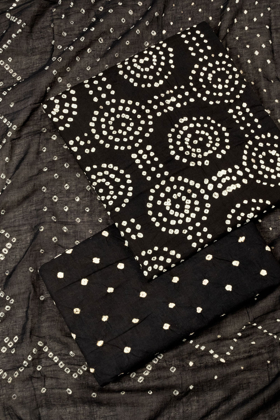 Black Bandhani 3-Piece Salwar Suit Material - Avishya