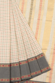 Off - White Handloom Kanchi Cotton Saree 10064202