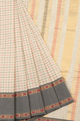 Off - White Handloom Kanchi Cotton Saree 10064202