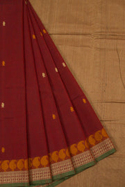 Maroon Handloom Kanchi Cotton Saree - Avishya