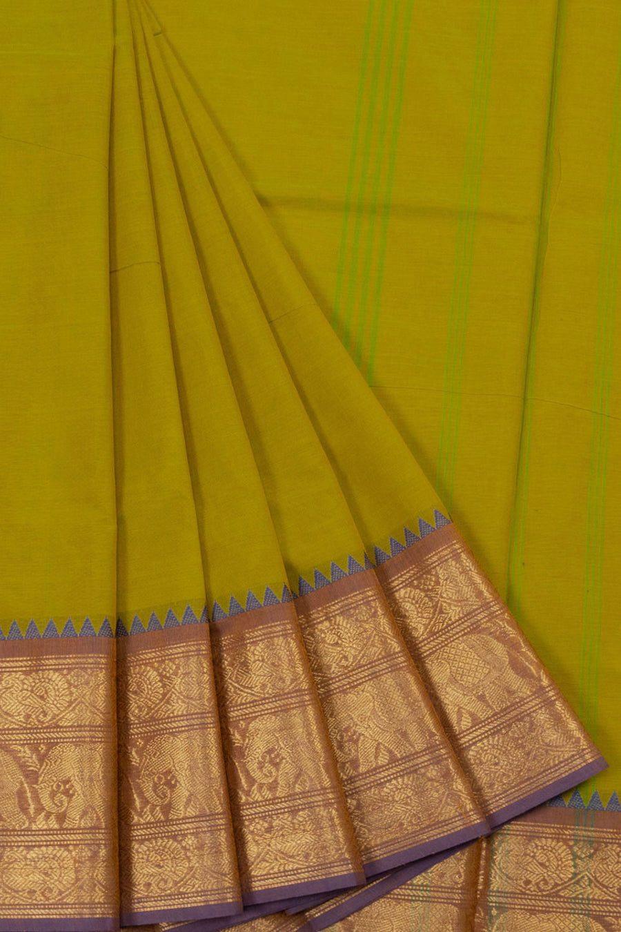 Mustard Yellow Handloom Chettinad Cotton Saree - Avishya
