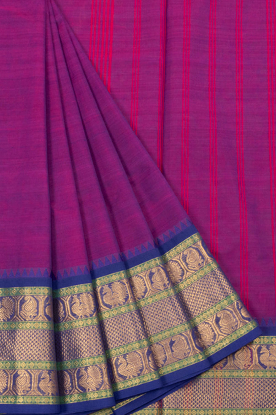 Purple Handloom Chettinad Cotton Saree - Avishya