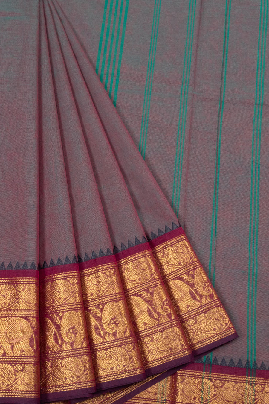 Grey Handloom Chettinad Cotton Saree - Avishya