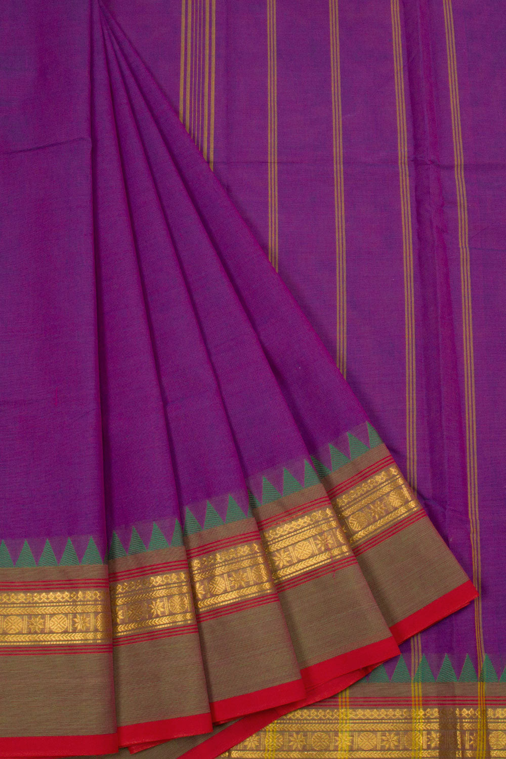 Purple Handwoven Chettinad Cotton Saree - Avishya