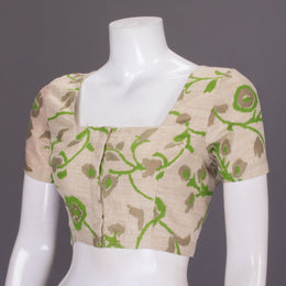 Beige Handcrafted Tussar Silk Blouse 10064272