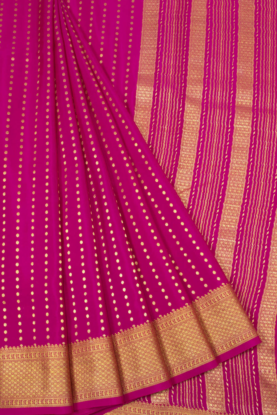Rani Pink Mysore Crepe Silk Saree - 10064305