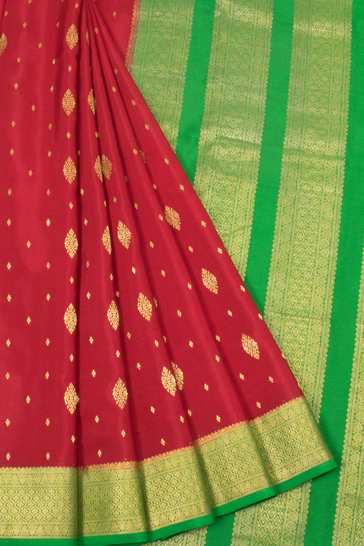 Chilli Red Mysore Crepe Silk Saree- Avishya