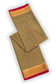 Walnut Brown With Pink Mysore Crepe Silk Saree With Butta Design And Zari Border 10076659