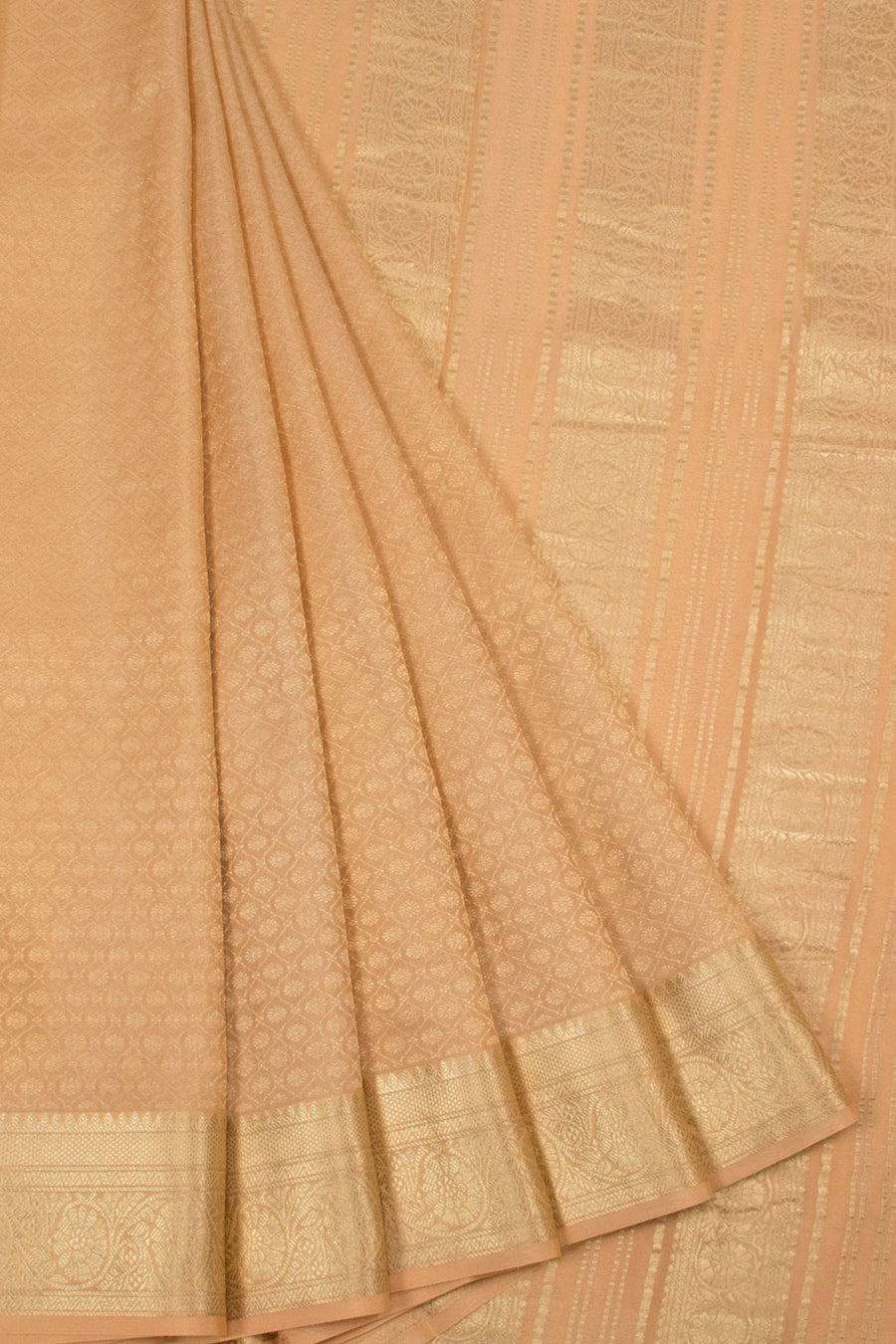Peach Mysore Crepe Silk Saree - 10064311