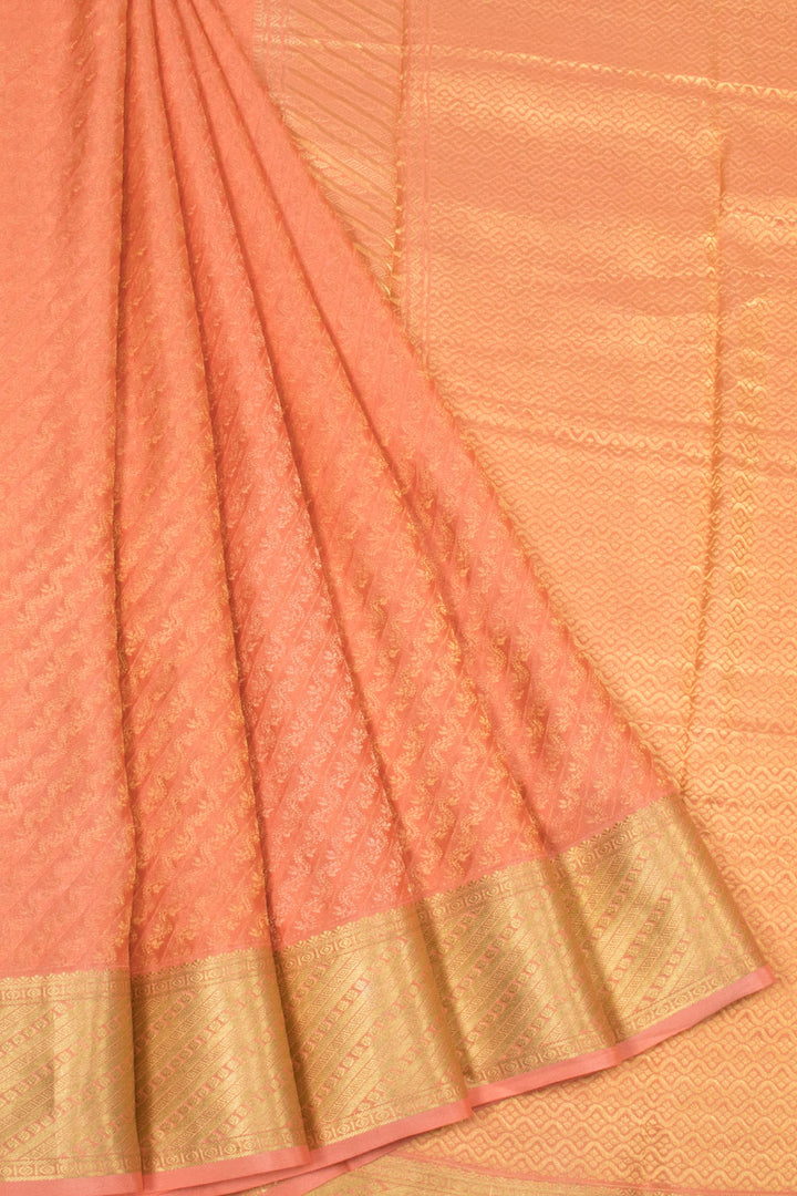 Peach Mysore Crepe Silk Saree -Avishya