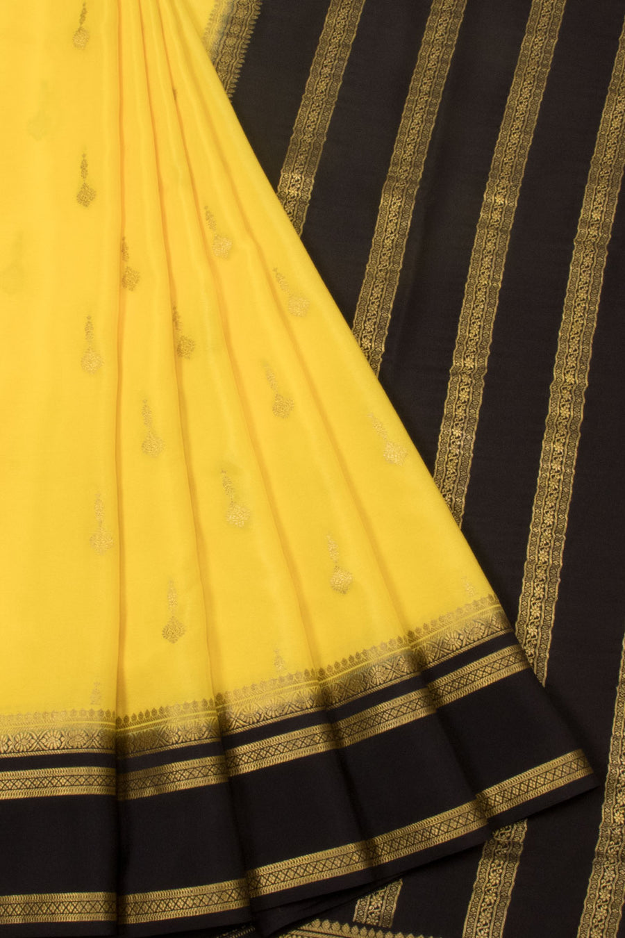 Yellow Mysore Crepe Silk Saree  - Avishya