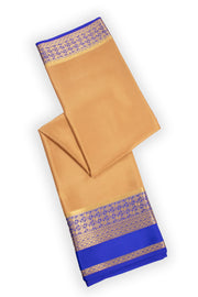 Desert Gold Beige with Blue Mysore Crepe Silk Saree With Zari Border 10076663