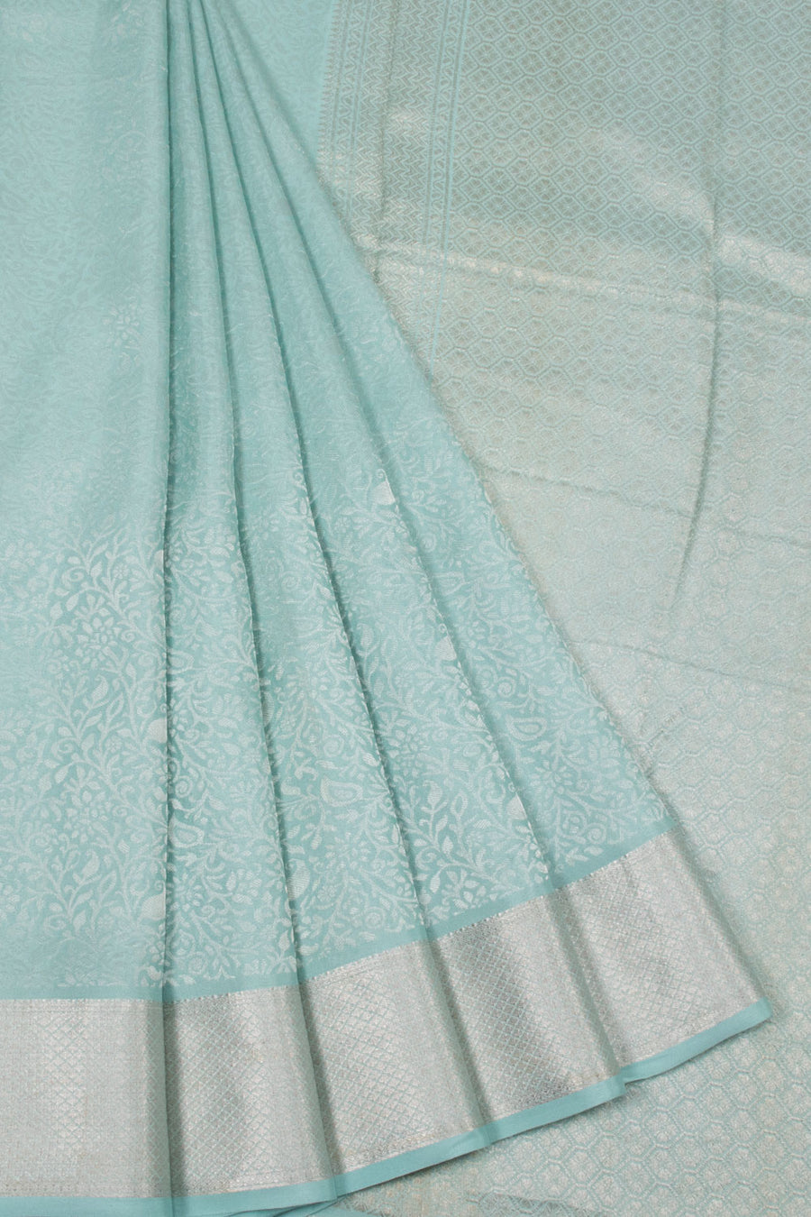 Blue Mysore Crepe Silk Saree 10064328