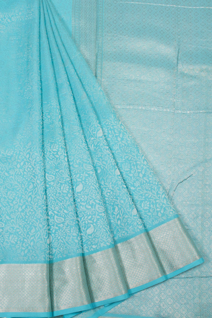 Sky Blue Mysore Crepe Silk Saree - 10064329
