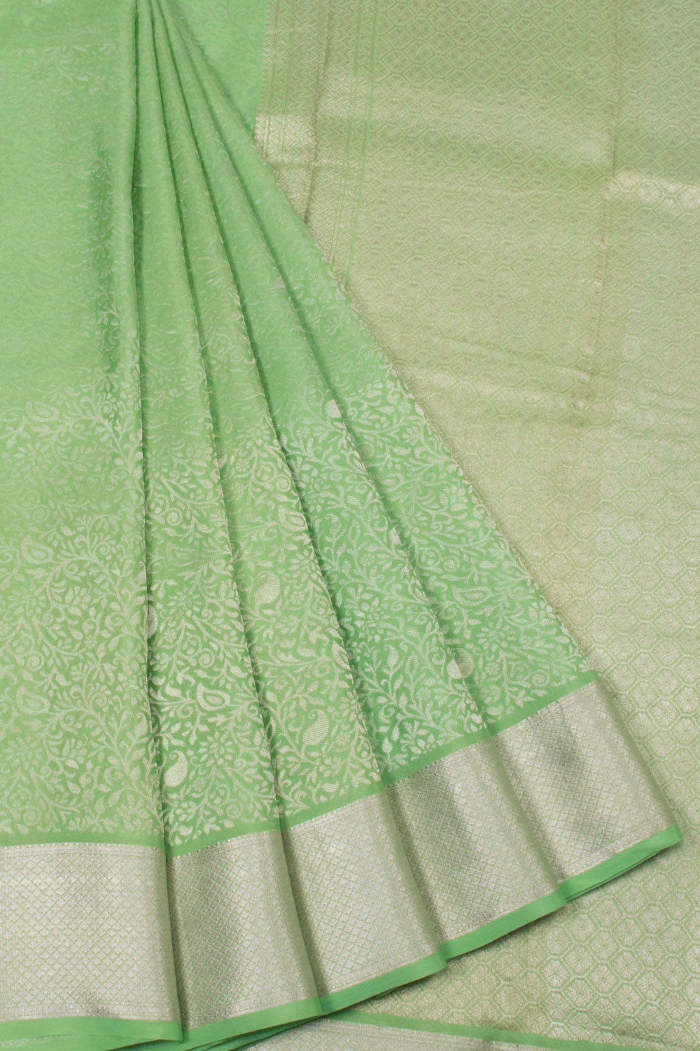 Pastel Green Mysore Crepe Silk Saree - 10064330