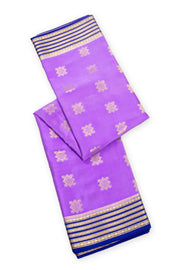 Dreamy Lavender With Blue Mysore Crepe Silk Saree With Geometric Design And Zari Border 10076665