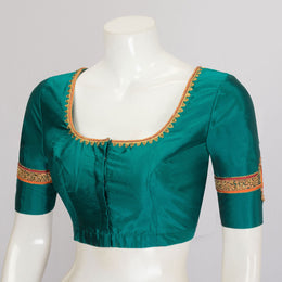 Peacock Green Aari Embroidered Kanjivaram Silk Blouse - Avishya