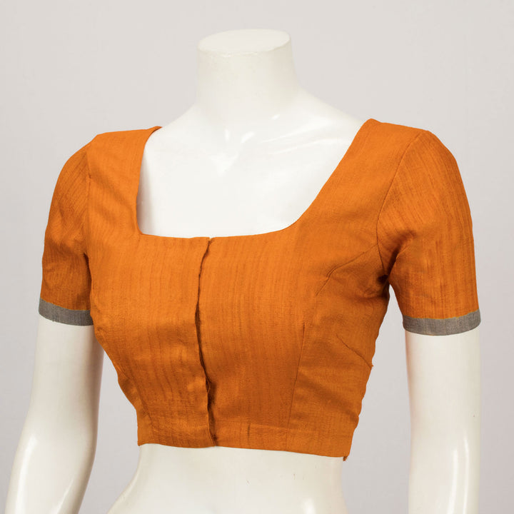 Orange Handcrafted Tussar Silk Blouse - Avishya
