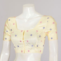 Yellow Chikankari Embroidered Silk Blouse - Avishya