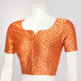 Orange Handcrafted Brocade Banarasi Silk Blouse - Avishya