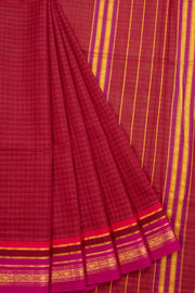 Maroon Handloom Narayanpet Cotton Saree Without Blouse 10064361 - Avishya