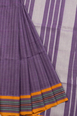 Purple Handloom Narayanpet Cotton Saree Without Blouse 10064365 - Avishya