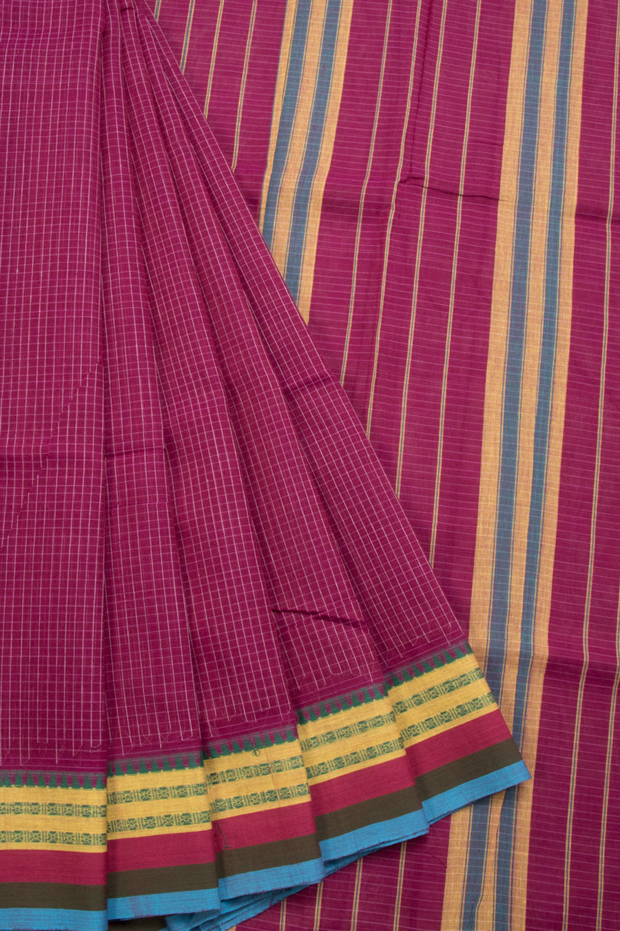 Magenta Handloom Narayanpet Cotton Saree Without Blouse-Avishya