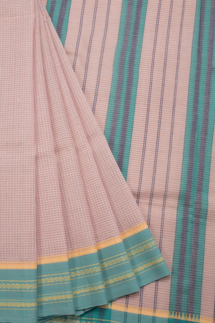 Pink Handloom Narayanpet Cotton Saree Without Blouse 10064390 - Avishya