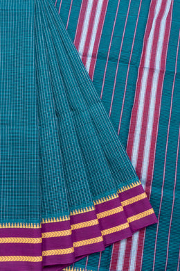 Blue Handloom Narayanpet Cotton Saree Without Blouse 10064391