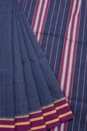 Space Blue Handloom Narayanpet Cotton Saree Without Blouse 10064386 - Avishya