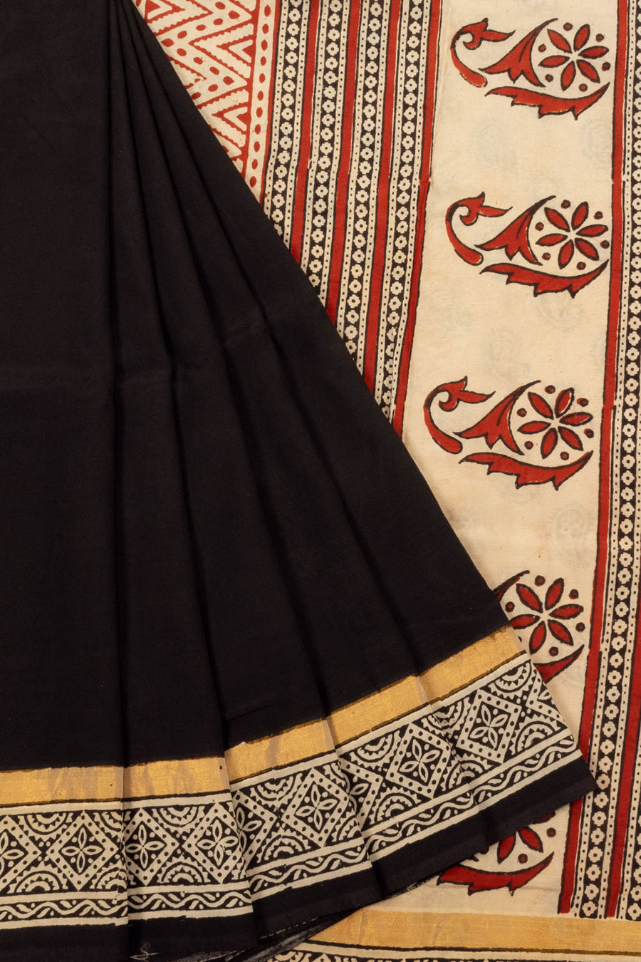 Black Handloom Modal Silk Saree - Avishya