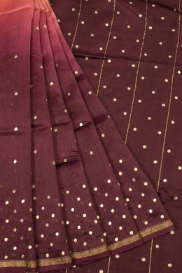 Peach Handwoven Chanderi Silk Cotton Saree - Avishya