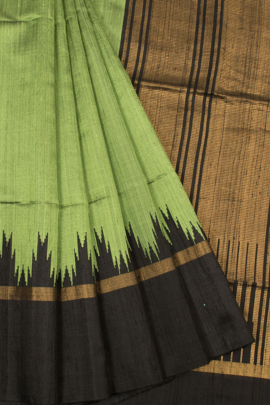 Pista Green Handloom Raw Silk Saree - Avishya