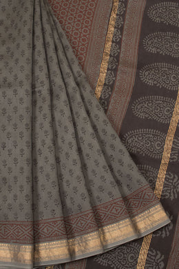 Grey Bagh Printed Silk Cotton Saree - Avishya
