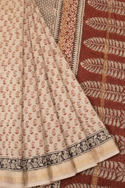 Off white Bagh Printed Silk Cotton Saree - Avishya