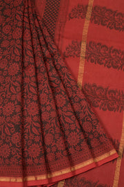 Maroon Bagh Printed Silk Cotton Saree - Avishya