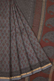 Grey Bagh Printed Silk Cotton Saree - Avishya