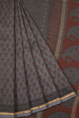 Grey Bagh Printed Silk Cotton Saree - Avishya