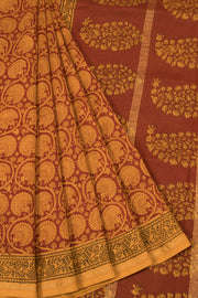 Brick Orange Bagh Printed Silk Cotton Saree - Avishya