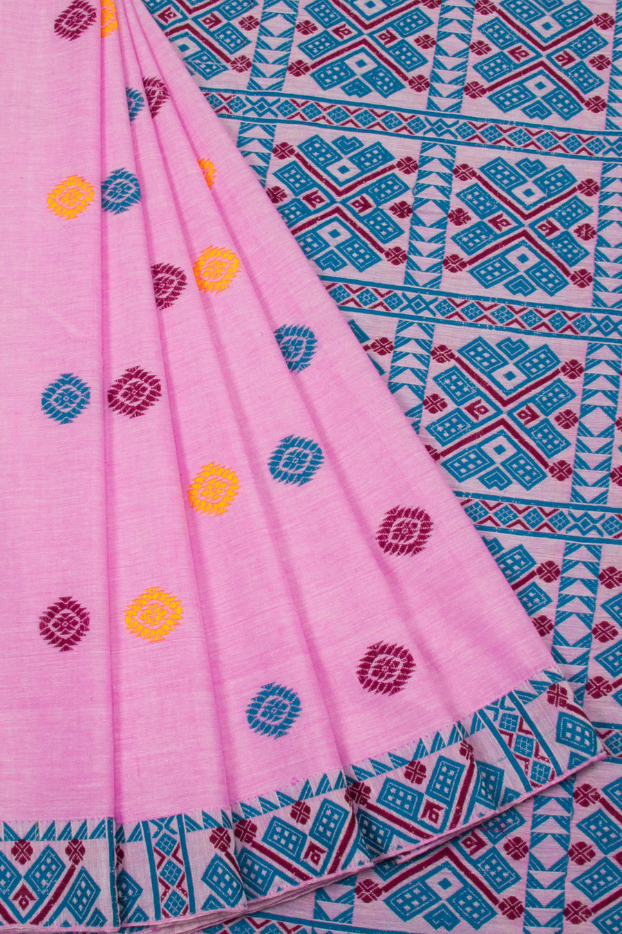 Baby Pink Handloom Assam Cotton Saree - Avishya