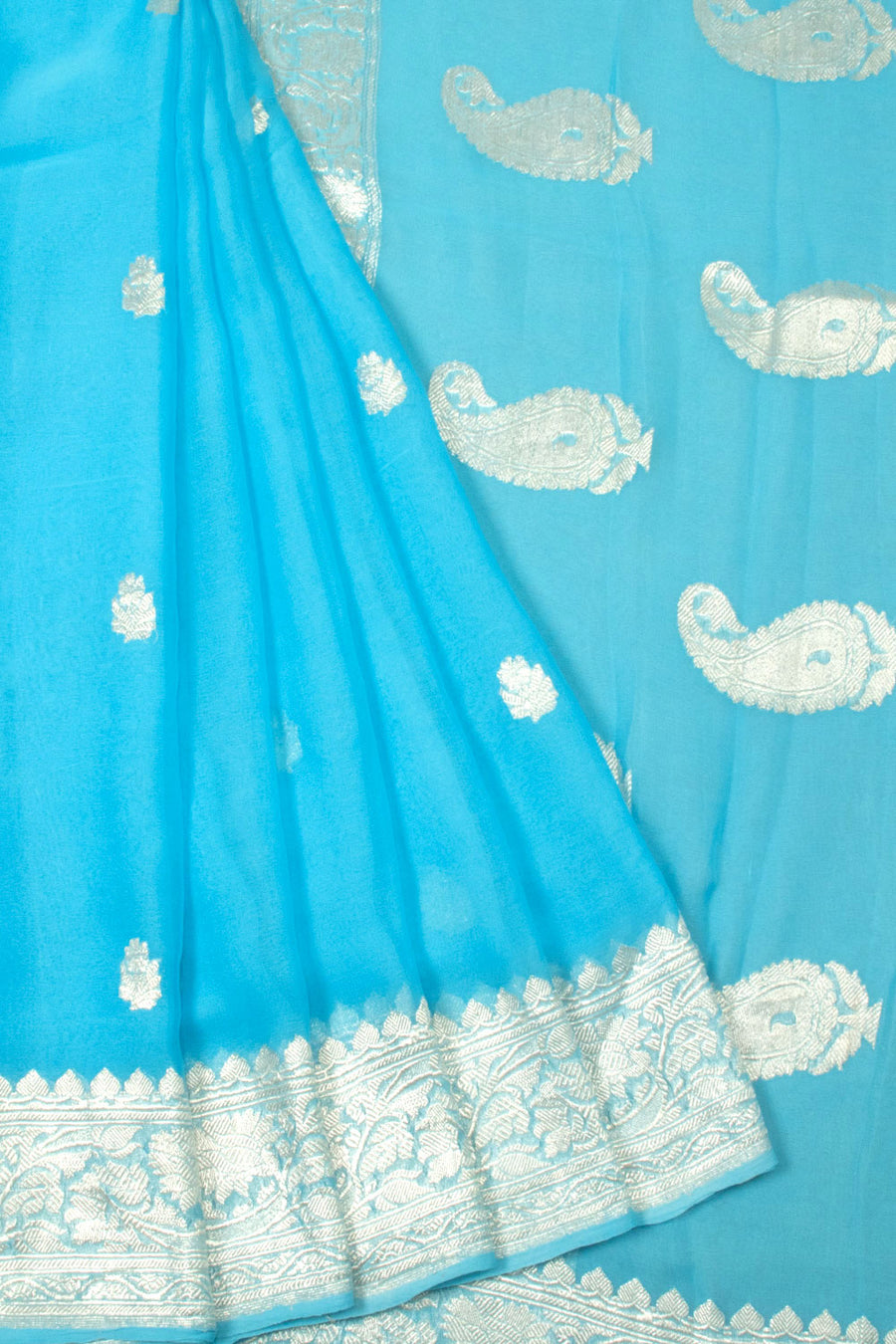 Blue Handloom Khaddi Banarasi Chiffon Saree - Avishya