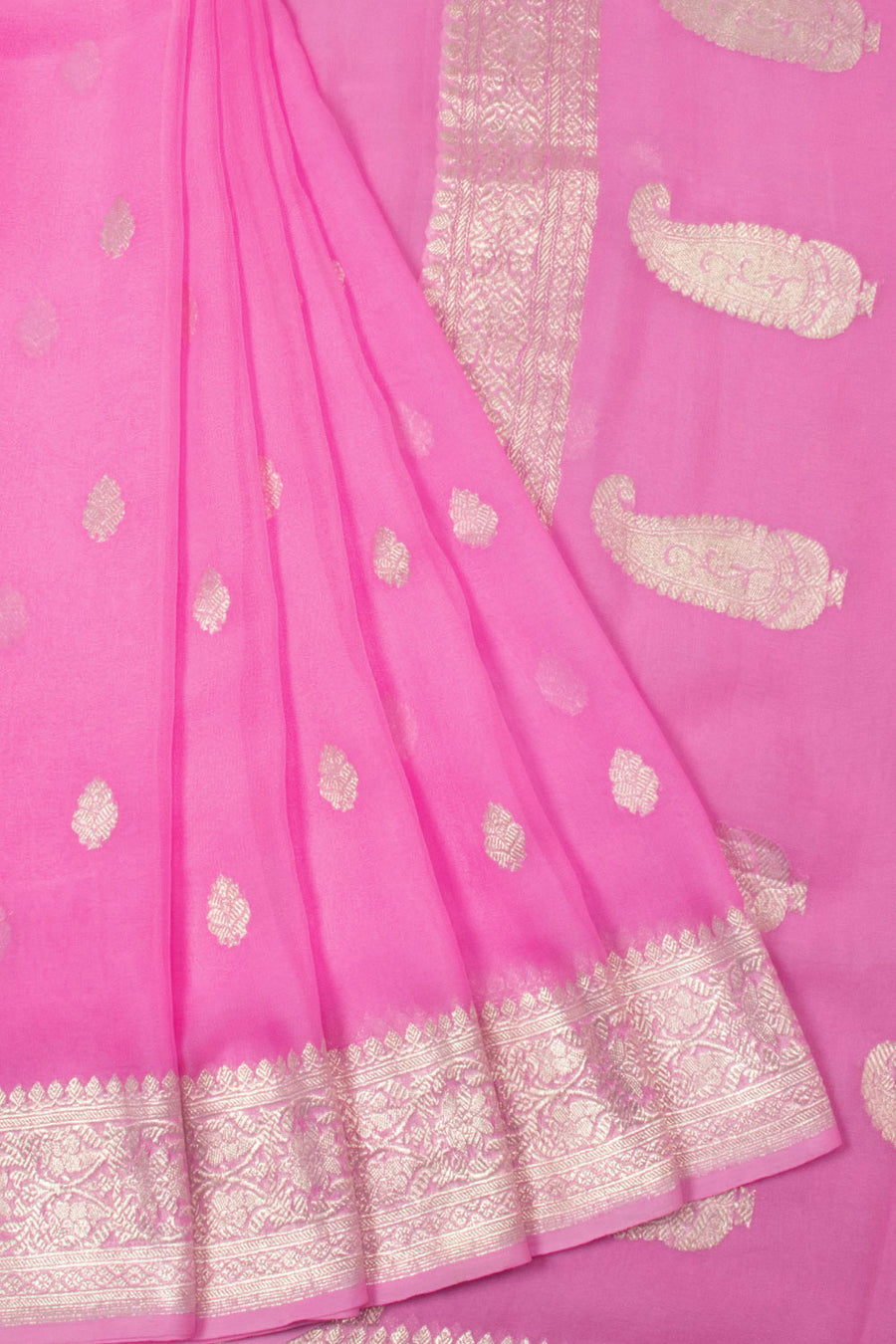 Pink Handloom Khaddi Banarasi Chiffon Saree - Avishya